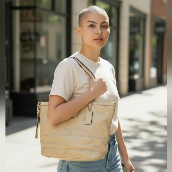 Coach Handbags - Beautiful Coach C-Stich Tote Shoulder Bag In Cream